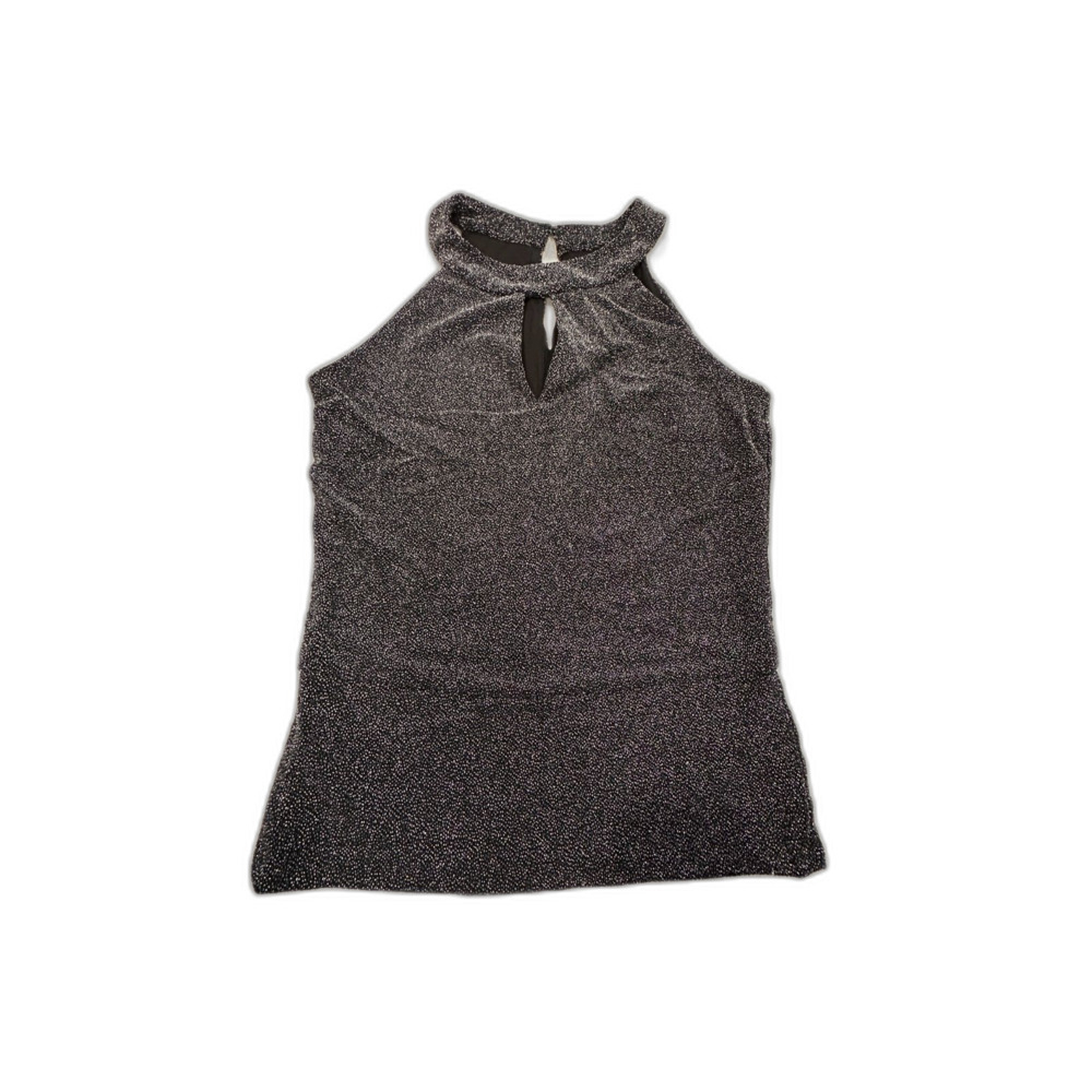 White House Black Market Halter Top Black Silver Glitter Size XS